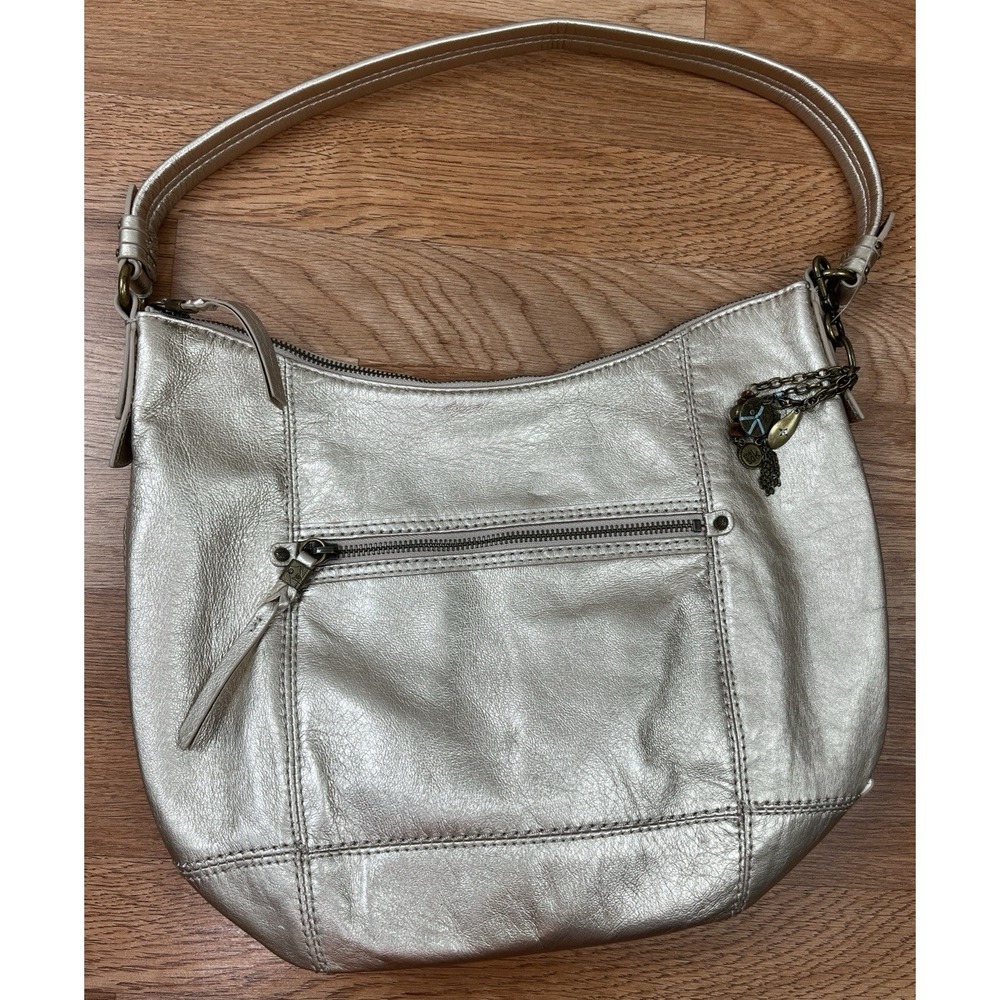The Sak Leather Shoulder Bag in Champagne, Zip Close NEW, No Tags